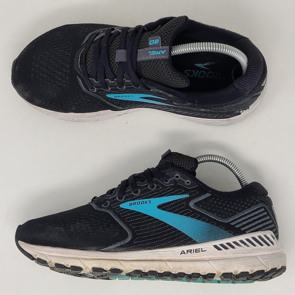Brooks Ariel 20 Running Athletic Shoes Black Blue sz 9.5 WIDE Womens 1203151D064